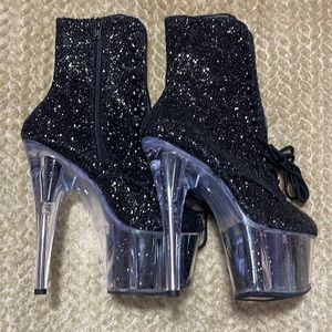 Today only-85 Brand NEW Pleaser dancer shoes. Beautiful Black heel with sparkles